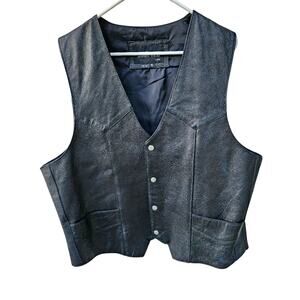 Leather Works Vintage Men Leather Black vest size XL